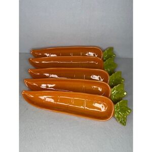Carrot Shaped Melamine Serving Trays 5 Piece Set Orange Green Easter Spring